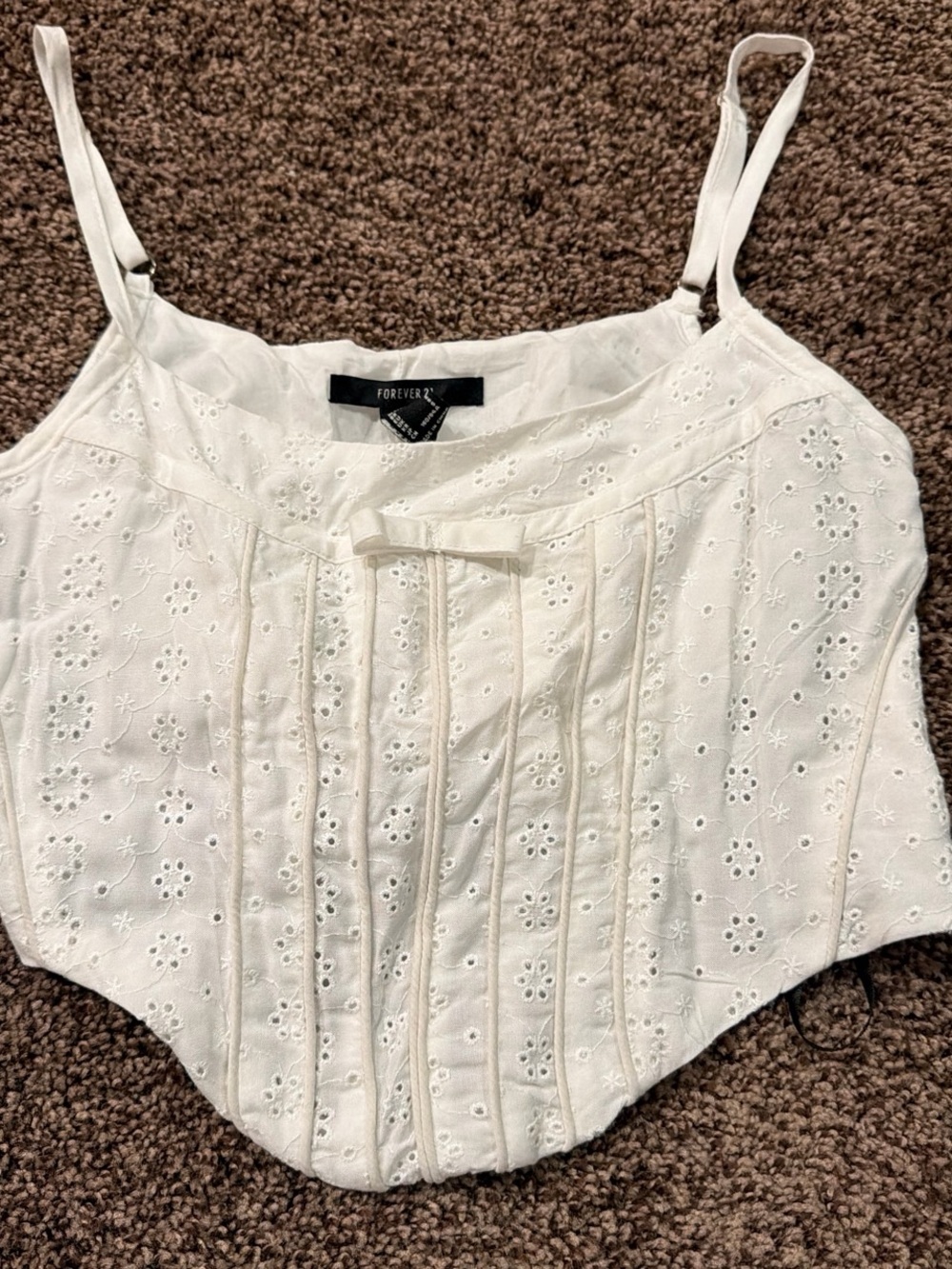 Forever 21 White Eyelet Pintuck Camisole